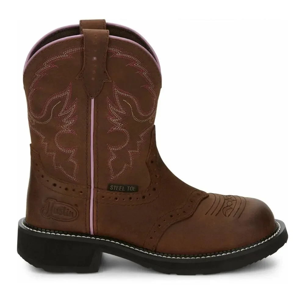 JUSTIN Women’s Wanette Western Steel Toe Work Cowboy Leather Boots - Picture 2 of 10